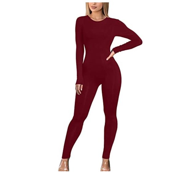 Pants - Womens Sexy Back Zipper Bodycon Full Length Romper